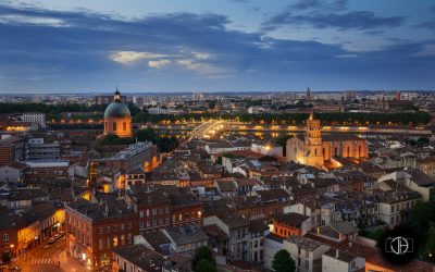 Vue du quartier Saint Cyprien de nuit, Toulouse